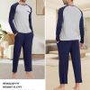 Mens Pajama Set Long Sleeve V Neck 2 Piece Nightwear Loungewear Sleepwear Modal Pants With Pockets Pj's Sleep for Men