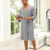 Men's Lightweight Kimono Spa Robe Knit Bathrobe Soft Sleepwear 3/4 Sleeve Loungewear with Pockets S-XXL