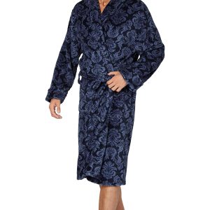 Men's Paisley Corel Robe, Navy