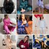 Silk Pajamas for Women Classic Button Down Satin Pajama Sets Long Sleeve Lounge Set