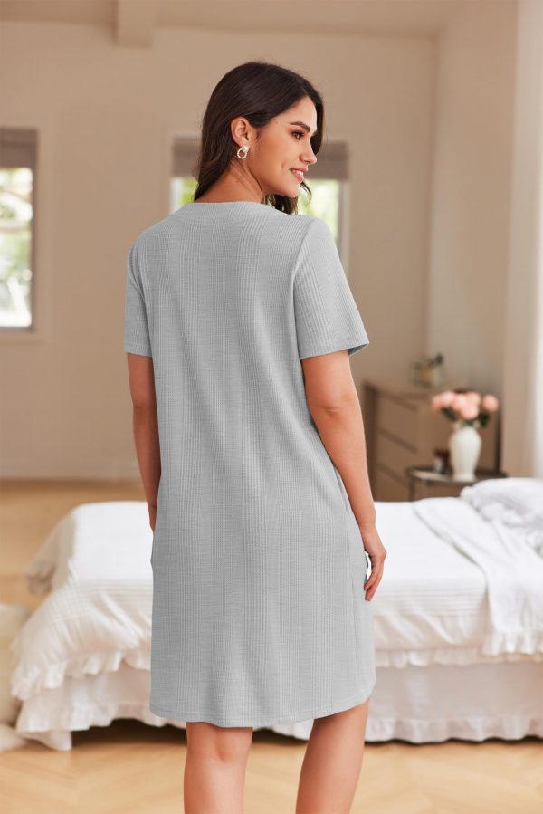 Women Zipper Robes Waffle Short Bathrobe Lightweight House Coat with Pockets Soft Nightgown S-3XL