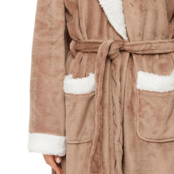 Plush Robes for Women, Womens Robe Long Fleece Fuzzy Bathrobe Hooded Warm Soft Fluffy Bathrobes