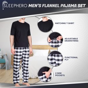 Men’s Pajama Set 2 Piece PJ with Crew Neck Tee and Pants