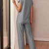 Womens Pajama Sets Cap Sleeve Sleepwear Tops and Long Pants Comfy Pjs 2 Piece Lounge Set with Pockets S-XXL