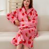 Women's Fleece Bath Robe Full Length Plush Soft Bathrobe Warm Lounge Sleepwear Robe with Pockets Gift for Mom Wife Dad Friend