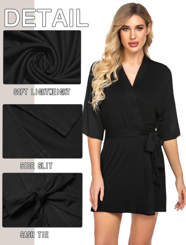 Womens Robe Lightweight Kimono Robes Short Knit Bathrobe Soft Sleepwear Ladies Loungewear
