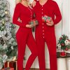 Matching Family Onesise Pajamas Christmas Long Sleeve PJs Set Holiday Button Stripe Nightwear Xmas Men&Women Sleepwear