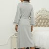 Womens Cotton Robe, Soft Kimono Spa Knit Long Bathrobe Lightweight Loungewear