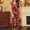 Womens Pajama Sets Short Sleeve Sleepwear Tops and Long Pants V Neck Pjs 2 Piece Lounge Set with Pockets S-XXL
