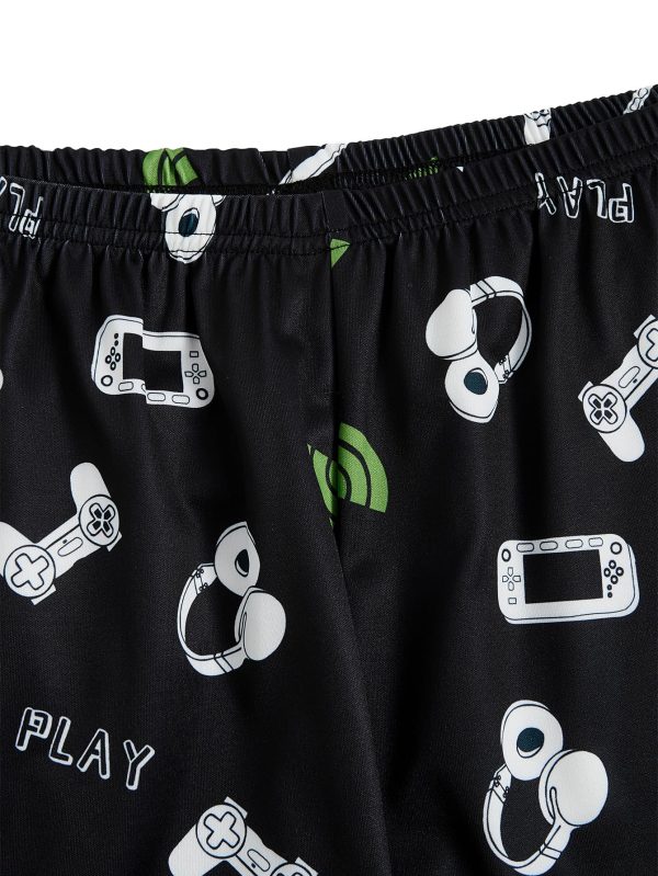 Men's 2 Piece PJ Sets Pajama Shorts Sets Short Sleeve Letter Print Tee and Short Lounge Set