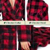 Mens Robe, Hooded Fleece Bathrobe for Men, Plush Long Warm Robe for Male Bath Spa