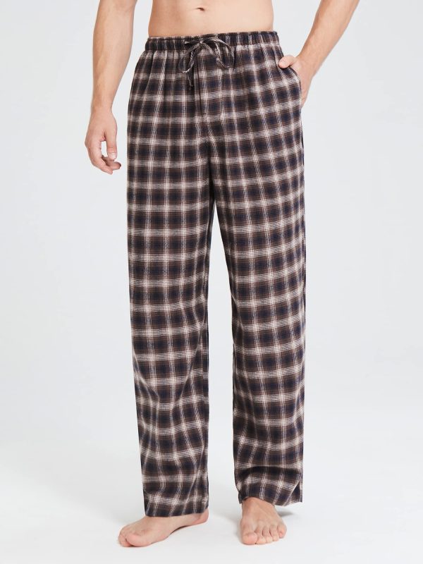 Mens Pajama Sets, 100% Cotton Flannel Sleepwear Soft Plaid PJ Set Loungewear