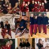 Men & Women Pajama Sets for Couples Long Sleeve Sleepwear Plaid Pants Loungewear Set with Pockets