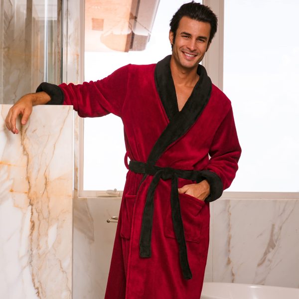 Mens Robe Plush, Bath Robe for Men, Lightweight Robes, Warm Fleece Bathrobe