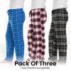 Pajama Pants for Men - 3 Pack Pajama Bottoms - Cotton Blend Flannel Plaid Lounge Pants, Comfortable PJ Pants
