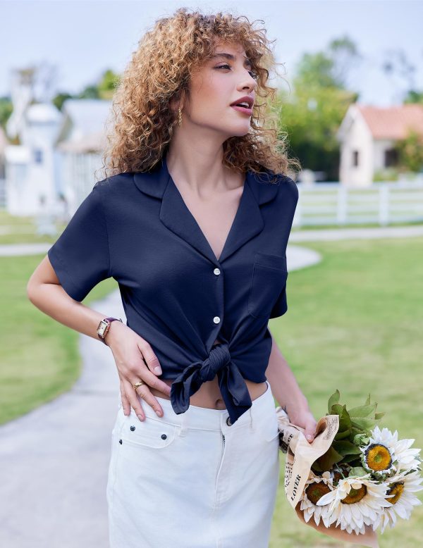 Cotton Pajamas for Women Set Short Sleeve Sleepwear Soft Button Down Pj Loungewear