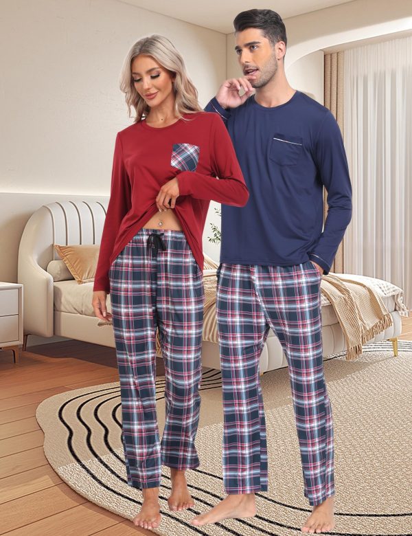 Pajama Sets for Men & Women Long Sleeve 2 Piece Sleepwear Loungewear Sets Soft PJ's with Pockets