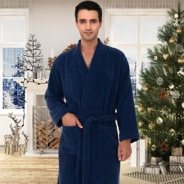 Mens Robe, 100% Cotton Luxury Bathrobe, Soft Terry Cloth Towel Robe for Men XS to 3X