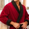 Mens Robe Plush, Bath Robe for Men, Lightweight Robes, Warm Fleece Bathrobe