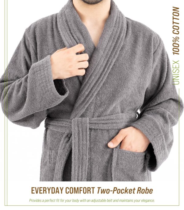 100% Cotton Robes for Women and Men, Soft Lightweight Quick Dry Unisex Couple Turkish Bathrobes