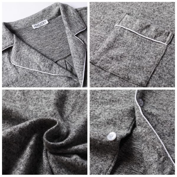 Mens Pajamas Set Long Sleeve Soft Pajamas for Men Button Down Sleepwear Pjs Lounge Sets with Pockets S-2XL