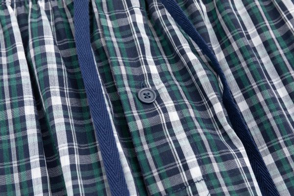 Mens Pajama Pants 100% Cotton Plaid Sleep & Lounge Pants, PJ Bottoms with Pockets and Button Fly