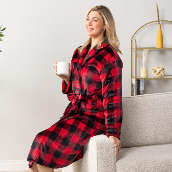 Robes For Women, Fleece Soft Fluffy Bathrobe, Plush Cozy Long Spa Robe