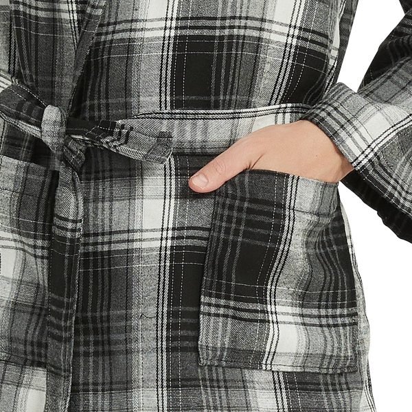 Men's Robe-Polyester Flannel Ultra-Lightweight Bathrobe for Unisex,Scottish Plaid Style Shawl Collar Bathrobe