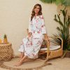Zipper Robes for Women 3/4 Sleeve Housecoats Long Lightweight Bathrobe House Dress with Pockets