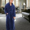 Mens Robe with Hood, Plush Fleece Hooded Mens Bathrobe, Big and Tall Bath Robe for Men