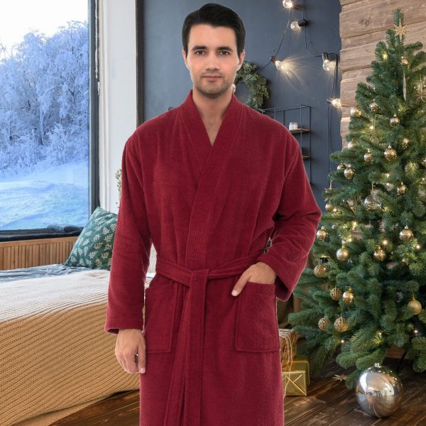 Mens Robe, 100% Cotton Terry Cloth Bathrobe, Soft Kimono Bath Robe for Men XS-4X