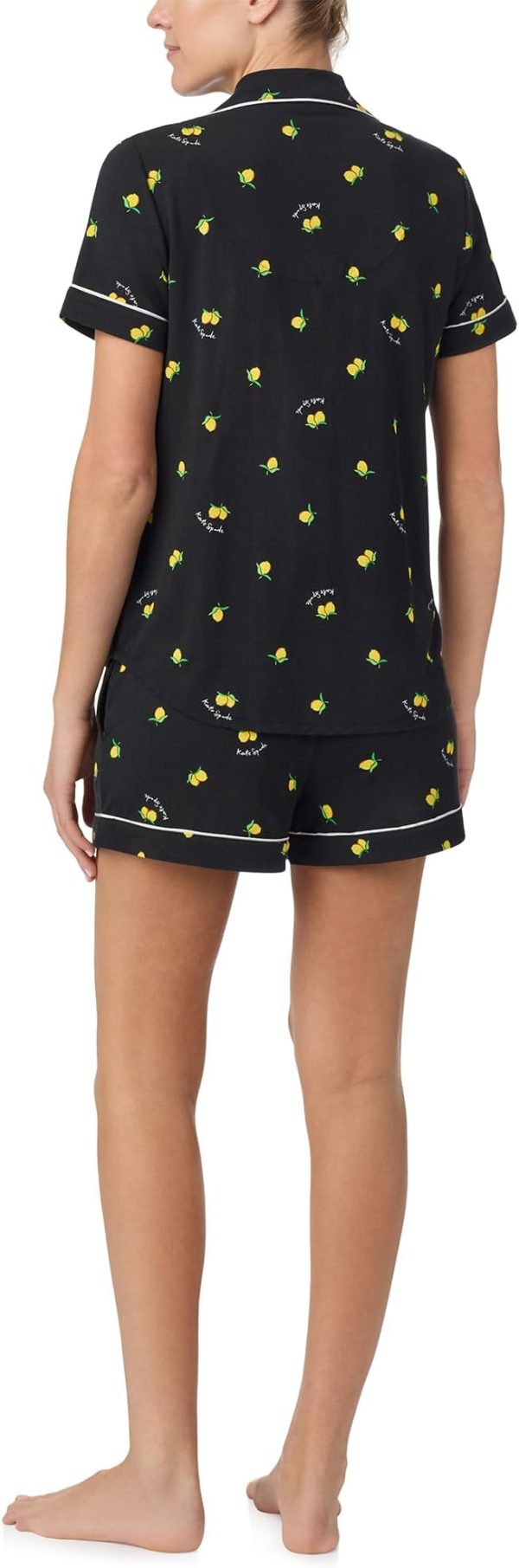 Pajamas for Women 2 Piece Set Comfy Modal Classic Short Sleeve Notch Collar Button Top & Shorts  Size：M