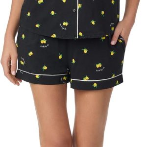 Pajamas for Women 2 Piece Set Comfy Modal Classic Short Sleeve Notch Collar Button Top & Shorts  Size：M