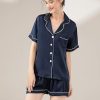 100% 19mm Short Sleeve Mulberry Silk Pajama Set Size：L