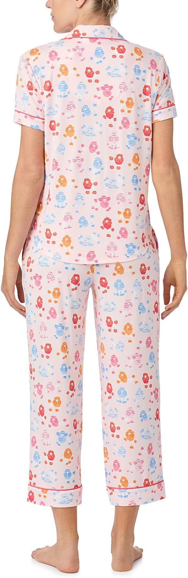 Pajamas for Women 2 Piece Set - Recycled Poly Jersey Notch Collar Short  Size：M