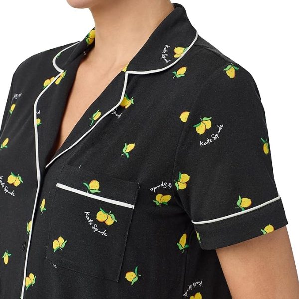 Pajamas for Women 2 Piece Set Comfy Modal Classic Short Sleeve Notch Collar Button Top & Shorts  Size：M
