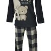 Winter Pajamas Soft and Warm Long Sleeve Henley Neck Article 15677, 2162 Scottish blu, Small