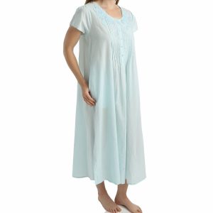 Women's Victorian Nightgown, 100% Cotton, Side Pockets, Scoop Neckline, Short Sleeve, Summerwear