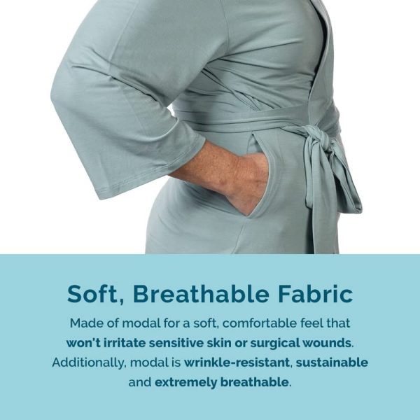 KickIt Post Surgery, Mastectomy, Breast Cancer, Tummy Tuck Pajamas with Internal Drain Pockets - Hysterectomy Recovery Gifts