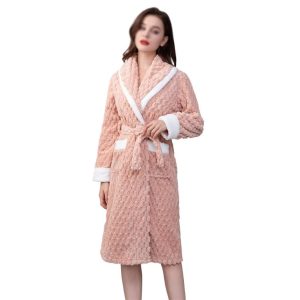 CSCDD Autumn and Winter Thick Lapel Pajama Set Bathrobe for Warmth, Comfort, and Loose Fitting Large-Sized Pajamas