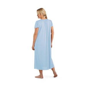 Nightgown - Women's Long Tricot Nightgown, Short Flutter Sleeves, Comfortable Lightweight Fabric, Sleepwear