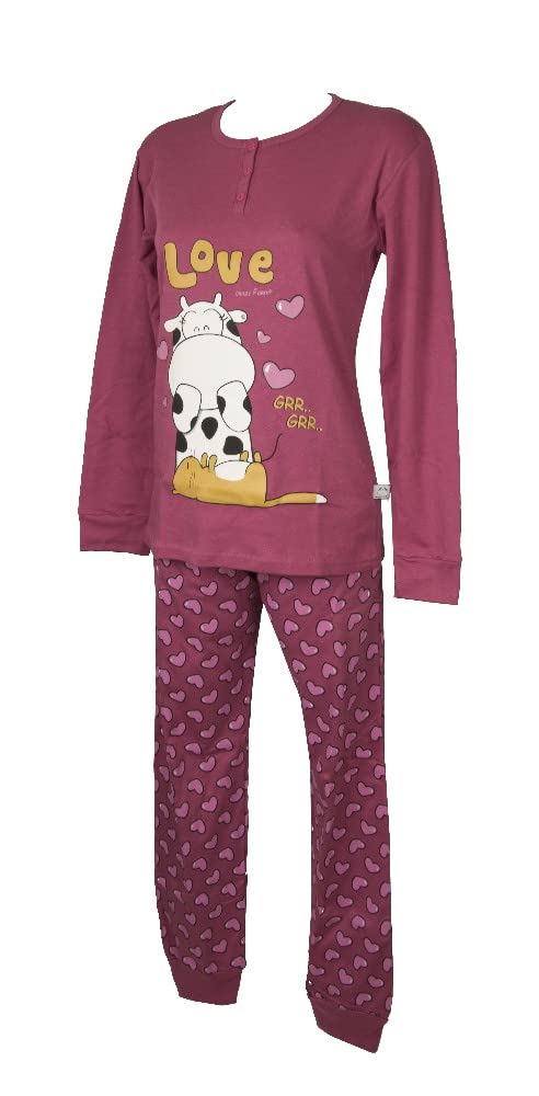 Baby Girl Pajamas Teen Girl Kids Winter Interlock Long Sleeve Henley Neck Item 32282, 2146 Fuxia, 11 Years