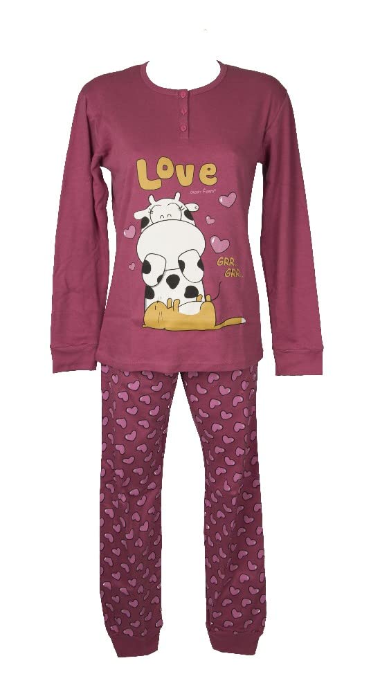 Baby Girl Pajamas Teen Girl Kids Winter Interlock Long Sleeve Henley Neck Item 32282, 2146 Fuxia, 11 Years