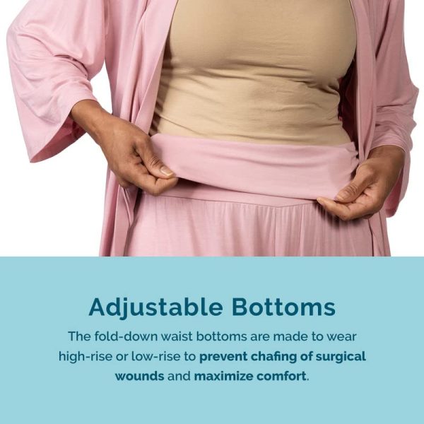 KickIt Post Surgery, Mastectomy, Breast Cancer, Tummy Tuck Pajamas with Internal Drain Pockets - Hysterectomy Recovery Gifts