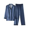 Long-sleeved Silk Ice-silk Pyjamas for Men in A Thin Faux Silk Four-season Suit