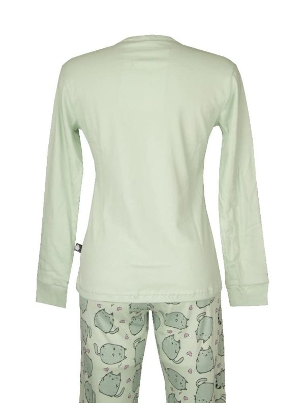 Women's Pajamas Winter Cotton Interlock Long Sleeve Henley Neck Article 15648, 2141 Verde Acqua, Small