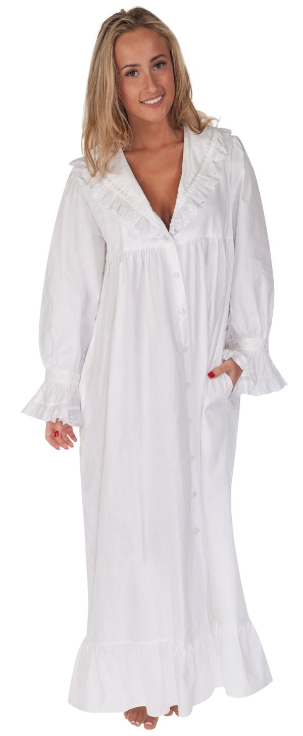 Sleepwear for Women - Button Down Nightgowns for Women, Amelia 100% Cotton Robe
