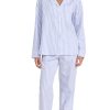 Womens Long Sleeve Notch Collar & Pant Sleepwear Pajama Set, Organic Cotton