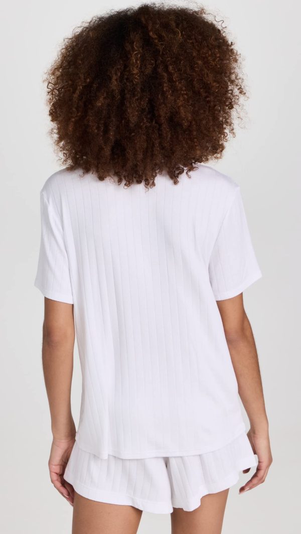 Women's Gisele Rib Relaxed Short Pj Set, White, XS