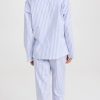 Womens Long Sleeve Notch Collar & Pant Sleepwear Pajama Set, Organic Cotton